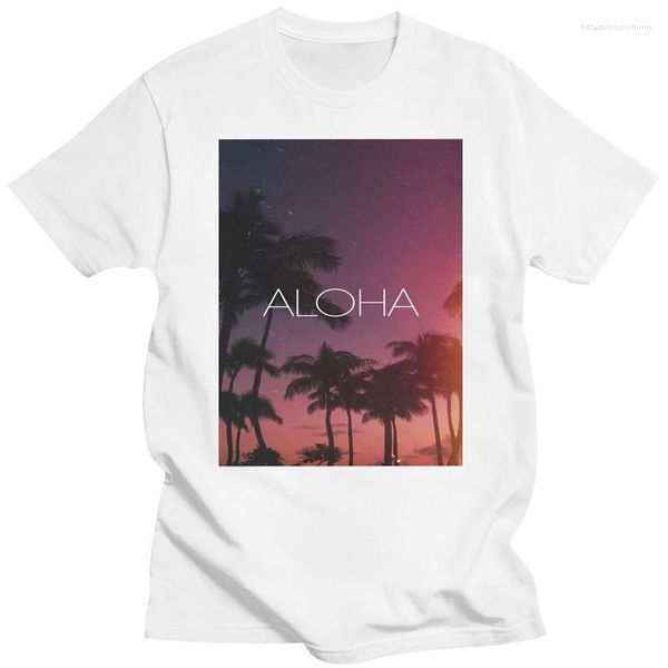 T-shirts pour hommes ALOHA Night Palms T-shirt Summer Chill Holiday Tee Skater Indie Los Angeles