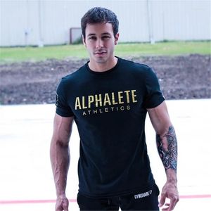 Camisetas para hombres ALPHALETE 2023 Mens Gyms Shirt Crossfit Fitness Culturismo Impreso Moda Masculina Ropa de algodón corta Marca Tee Tops