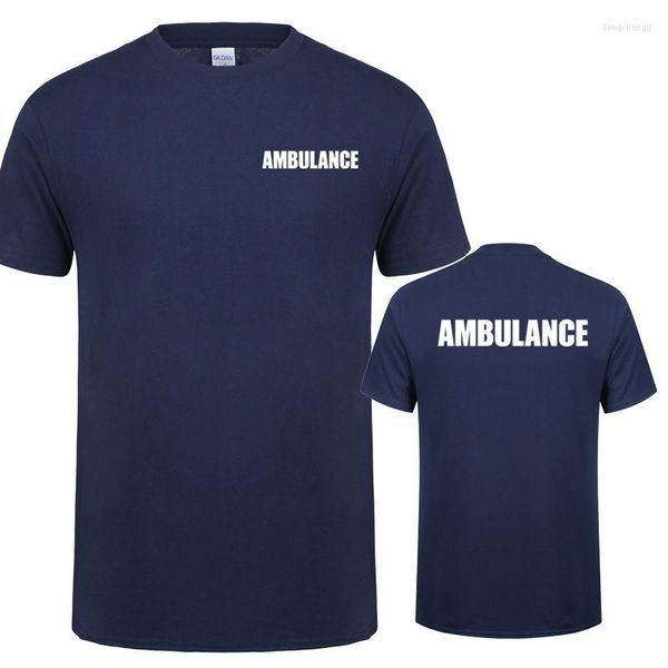 Camisetas de hombre, camisa de ambulancia, camisetas de verano de algodón de manga corta para hombre, camisetas de conductor de rescate, ropa para hombre, Tops OT-003