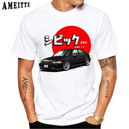 T-shirts masculins Ameitte Jdm 1995 Old Civic Eg8 Sports T-shirt New Hommes Short Slve Anime Cartoon Car Art T-shirts Boy Casual Japan Ts Shirts T240425