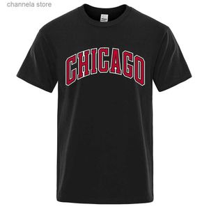 Camisetas para hombres American City Chicago Camisetas para hombre Tops sueltos y transpirables Creatividad Hip Hop de alta calidad Camisetas de algodón Ropa de manga corta T240202