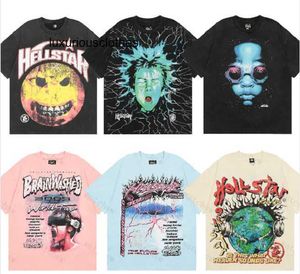 Heren T-shirts Amerikaans modemerk Hellstar Abstract body fun print vintage hoge kwaliteit dubbel katoen designer casual T-shirts met korte mouwen voor mannen en vrouwen