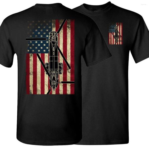 Camisetas para hombre Bandera americana CH-46 SeaKnight Transport Helicopter Shirt. Camisetas informales de algodón de manga corta talla superior holgada S-3XL