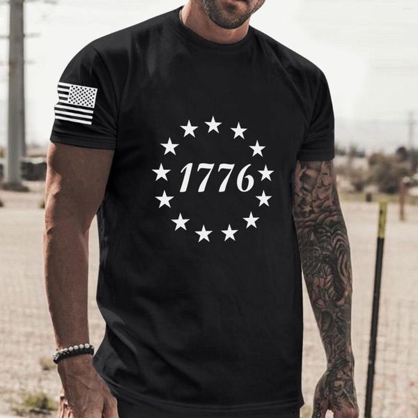 Camisetas para hombre, camiseta con estampado de bandera americana para hombre, camiseta informal suave y cómoda de algodón con estampado pequeño para hombre del Día de la Independencia para hombre