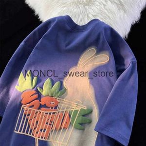 T-shirts pour hommes American Fun Retro Rabbit Acheter Radis Pur Coton T-shirt à manches courtes Polyvalent Casual Couple Robe pour hommes et femmes Y2k TopH2421