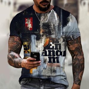 Heren T-shirts American Graffiti T-shirt Heren Vitage 3D-printstijl Kleding Kort Mouw Tops O-Neck Fashion Casual Oversized T-shi