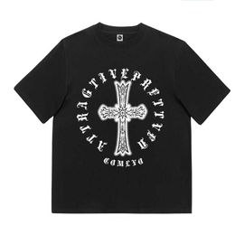 T-shirts pour hommes American High Street Hip Hop Polyvalent Summer New Cross Hommes et Femmes Coton Lâche T-shirt à manches courtes