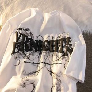 T-shirts pour hommes American Retro Lettre Impression T-shirt à manches courtes pour hommes et femmes Oversize Summer Loose Design Feeling Street Hiphop TopsH2421