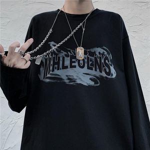 T-shirts voor heren Retro Straat Hip-Hop Streetwear Zwart Lange Mouwen T-shirt voor Mannen Grafische T-stuk Paar Hoge Top Punk Koele Kleren