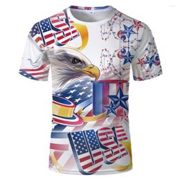 Camisetas de hombre Camiseta de estilo americano Bandera Camiseta Pájaro Águila calva Hogar de tierra libre Brave 3d Hombre Camiseta de manga corta