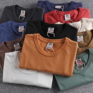 T-shirt américain pour hommes, rétro Gog, Patch en coton lourd, manches courtes, col rond, chemise d'été solide