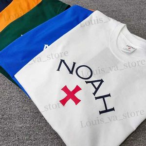 T-shirts voor heren Amerikaanse trend Strwear Noah T-shirt Hoogwaardige originele label Realistische foto Cross Gedrukte Ronde Nek Korte Slave Top T240419