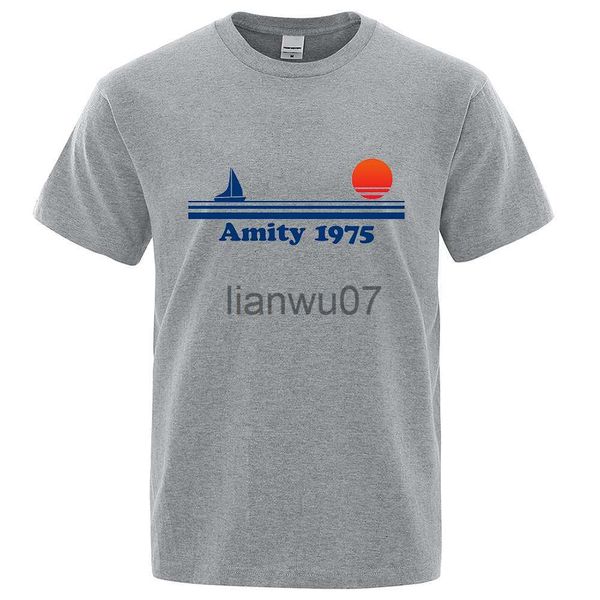 Camisetas de hombre Amity 1975 Jaws Camiseta con estampado retro Hombres Creatividad Ropa de sudor Camiseta de moda Ropa Camisetas Camisetas de algodón transpirable Hombre J230705