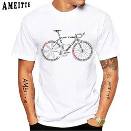 T-shirts masculins Anatomie d'une lettre de vélo T-shirt Nouvel été Men Slve Bicycle Sport T-shirt blanc décontracté garçon TS MTB TOPS T240425