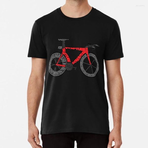 Camisetas para hombre Anatomy Of A Time Trial Bike Shirt Triatlón Bicicleta Red Wheel Top Tube Down