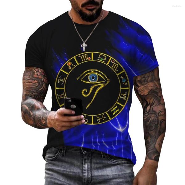 T-shirts pour hommes Men de grec ancien 3d T-shirt imprimé mystérieux yeux à manches courtes