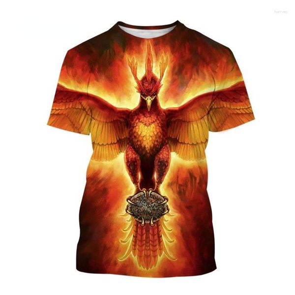 Camisetas masculinas y incendio deportivo femenino Phoenix 3d estampado camiseta de manga corta macho de verano mimule de verano