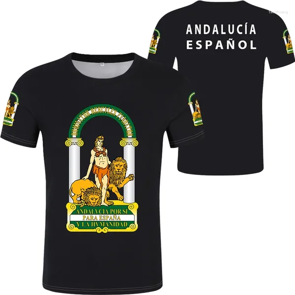 Camisetas para hombre Bandera de ANDALUCÍA Camisa de gran tamaño con estampado 3D Mujeres Hombres Moda de verano O-cuello Manga corta Camiseta divertida Camisetas gráficas Ropa de calle