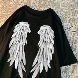 Camisetas para hombres Alas de ángel Patrón de personalidad Men Mujeres Hip Hop Calidad Creatividad O-Chozo Tops H240506