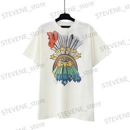 T-shirts hommes Angels Rainbow T-shirt Hommes Femmes Lettres Imprimer T-shirts Court Slve surdimensionné Jeunes Couples Tops Pulls T240325