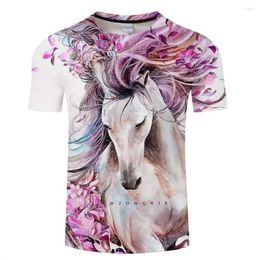 Camisetas para hombre, camiseta con estampado 3d de caballo Animal, camisetas de manga corta informales de estilo Harajuku a la moda, camisetas Unisex de talla grande