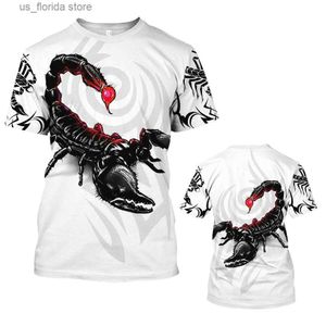 T-shirts pour hommes Animal Hommes T-shirt Été Court Slve Scorpion 3D Imprimer T-shirts drôles Mode Casual Mâle Sportshirt Surdimensionné Vêtements Pour Hommes Y240314