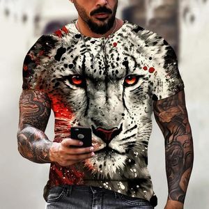 T-shirts pour hommes T-shirt animal Fierce Tiger Print Tee Summer Courte-couche surdimension