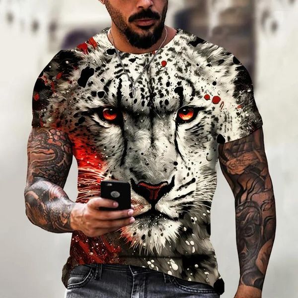 T-shirts pour hommes T-shirt animal Fierce Tiger Print Tee Summer Courte-couche surdimension