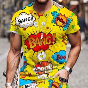 Camisetas para hombre, Camiseta con estampado de explosión de bomba de dibujos animados en 3d de Anime, camisetas de verano para hombres y mujeres con cuello redondo, camisetas Harajuku Wind Beach Party Camping para usar. 15y67