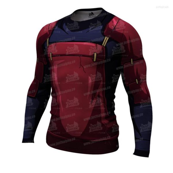 Camisetas para hombres Anime Impresión 3D Hombres Secado rápido Transpirable Compresión Camisa para correr Manga larga Fitness Bodybuliding Camiseta deportiva Tops