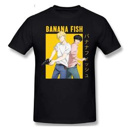 T-shirts masculins anime banane poisson femmes coton hommes tshirt dessin animé imprimé slves t-shirts vestiges oversize décontractés unisexe tops ts t240505