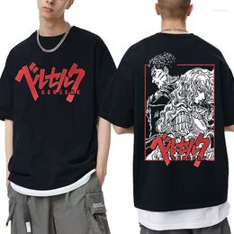 Magliette da uomo Anime Berserk Fight Swordsman Guts Griffith Graphic Tshirt Uomo Manga Vintage Sweat Fashion Tees Uomo T-shirt in cotone oversize