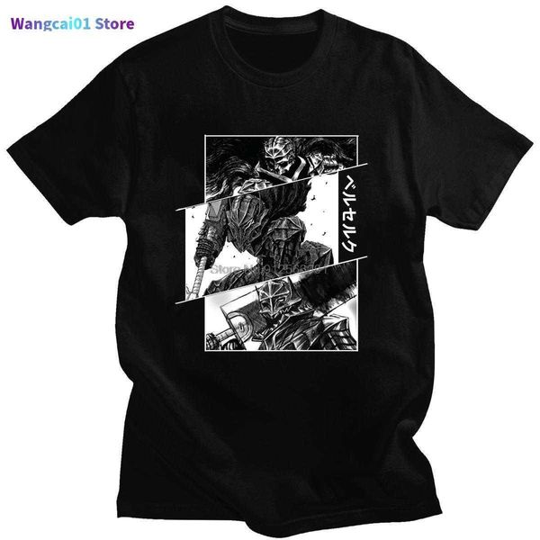 T-shirts pour hommes Anime Berserk Guts Classique Japonais Comics Imprimer Été Mince Short-Seved Sports Sports Simp Man Coton T-shirt Hip Hop 0228H23