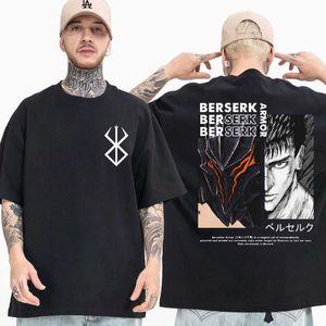 Heren t-shirts Anime Berserk Guts T-shirt Manga Swordsman Gatsu Sacrifice Zodd T-shirts grappige dubbelzijds T-shirt streetwear paren Tees tops G230309