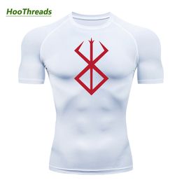 T-shirts voor heren Anime Berserk-print Compressieshirts voor heren Korte mouw Gym Workout Fitness-ondershirts Sneldrogend atletisch T-shirt Tees Tops 230714