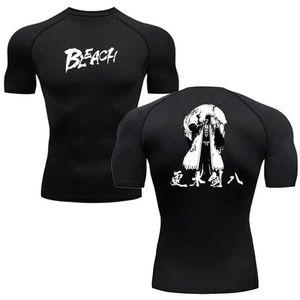 Camisetas para hombres Camisa de compresión de anime de anime Men Camiseta corta Camiseta Sports de gimnasia Rápida transpirable Negro Fitness Sportswear Bodybuilding 2443