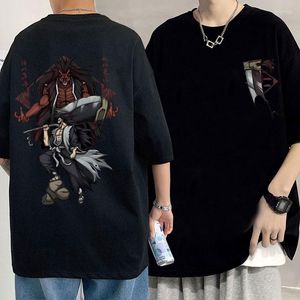 Camisetas para hombre, ropa de calle con estampado de Anime Bleach Zaraki Kenpachi, camiseta informal de Manga corta de algodón puro Unisex