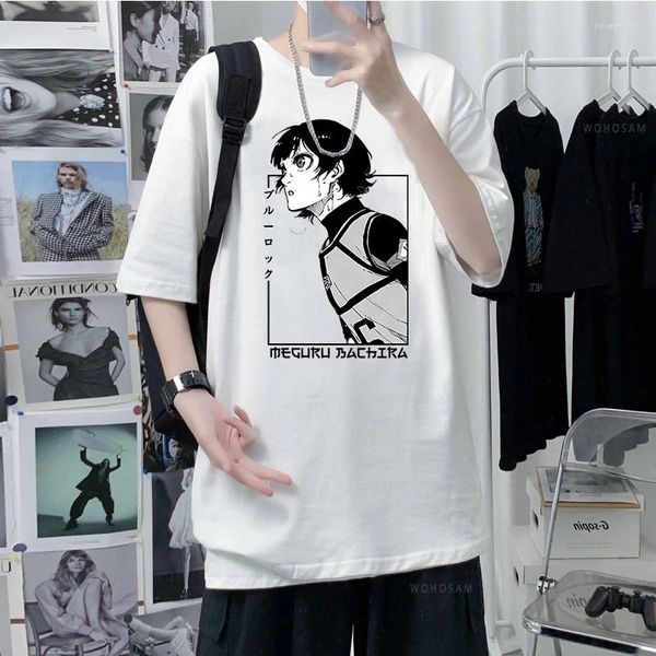 Camisetas para hombre, camisa de Anime BLUE LOCK Bachira Meguru para hombres y mujeres, camisetas gráficas de Manga japonesa, camisetas de algodón con cuello redondo de verano