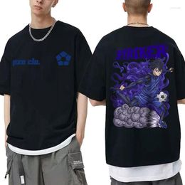 Mannen T-shirts Anime Blue Lock Isagi Yoichi Dubbelzijdig Print T-shirt Manga Harajuku T-shirt Mannelijke Streetwear Mannen vrouwen Mode T-shirt