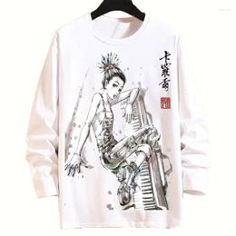 T-shirts pour hommes Anime CAROLE mardi lavage à l'encre peinture chemise imprimée printemps automne t-shirt à manches longues hommes femmes hauts à col rond