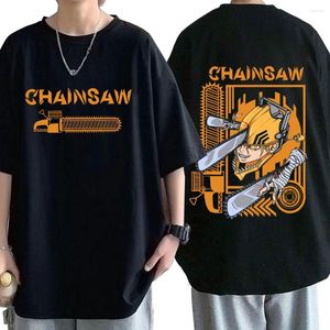 T-shirts pour hommes Anime tronçonneuse homme Hayakawa Denji Pochita T-shirt imprimé hommes T-shirts en coton doux mode chemise surdimensionnée Harajuku