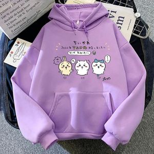 Heren t shirts anime chiikawa hoodie kawaii uisex mode casual uitvoering lange mouw t-shirt vintage harajuku lente en herfstkleding