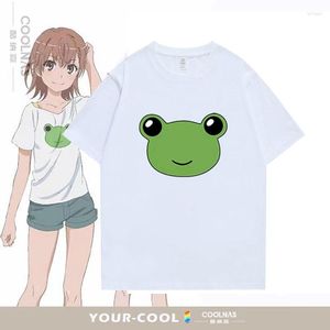 Camisetas de hombre Anime Cute Funny Toaru Majutsu No Index Misaka Mikoto Frog Print T-shirts Hombres Mujeres Moda Casual Shirt Hombre Manga Tops Tees