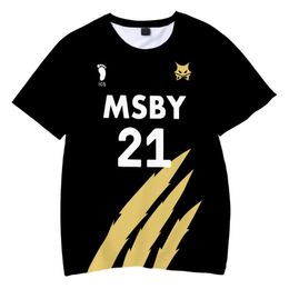T-shirts masculins anime haikyuu t shirt 3d imprimé tops msby noir jackal sport mâle hommes décontractés femmes streetwear fashion enfants vêtements