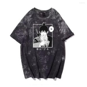 Camisetas de hombre Anime Harajuku Hayakawa Aki camisa de gran tamaño Tops moda verano Tie Dye Casual manga corta motosierra hombre E Top hombres camiseta