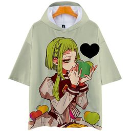 T-shirts voor heren Anime Hoodie Jibaku Shounen Hanako-Kun T-shirt Toilet Bound Hanako Kun Hooded Cartoon 3D Print Zomer Losse Top Oversize