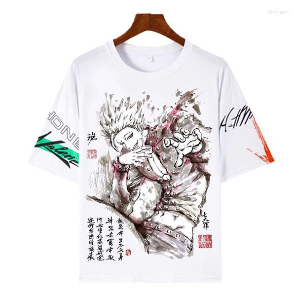 T-shirts pour hommes Anime Ink Wash Peinture Shirt Hommes Femmes T-shirt à manches courtes Cartoon The Seven Deadly Sins