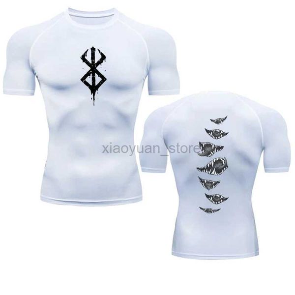 Camisetas para hombres Anime Mens Rashgard Tops Manga corta Segunda piel Culturismo Camiseta Compresión rápida Camisa adhesiva seca Hombres 240327