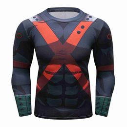 T-shirts pour hommes Anime Mens Rashguard Jiu Jitsu BJJ T-shirt à manches longues Compression Musculaire Respirant Jersey de boxe de haute qualité MMA VêtementsL2312.21