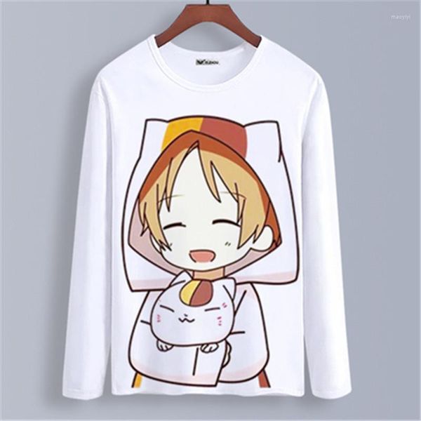 Camisetas para hombre, camiseta de manga larga de Anime Natsume Yuujinchou, ropa de primavera y otoño, camiseta informal de poliéster Unisex para adultos y niños